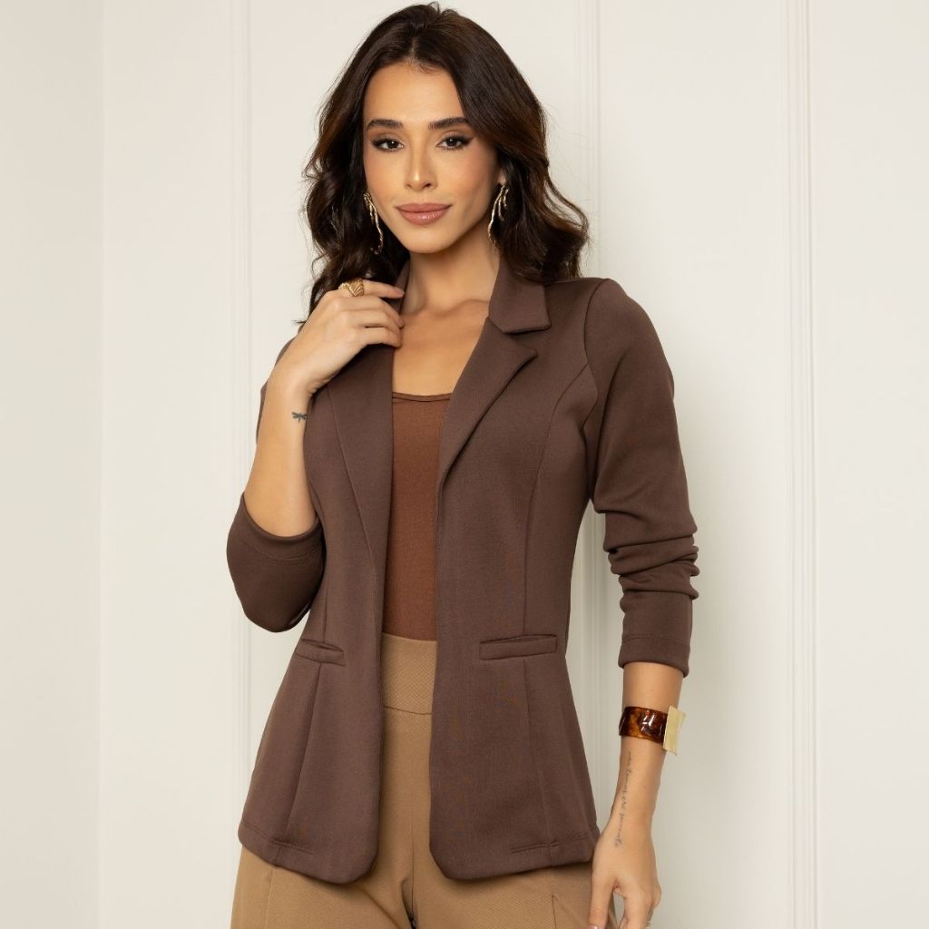 Blazer Social Feminino Elegante Atemporal Sobretudo Acinturado Casual em Oferta na Shopee
