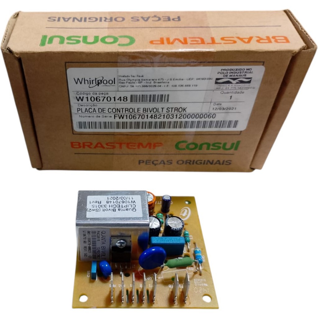 PLACA CONTROLE DE REVERSÃO LAVADORA DE ROUPAS BRASTEMP/CONSUL BWL09/CWL08 ORIGINAL 220V W10670148