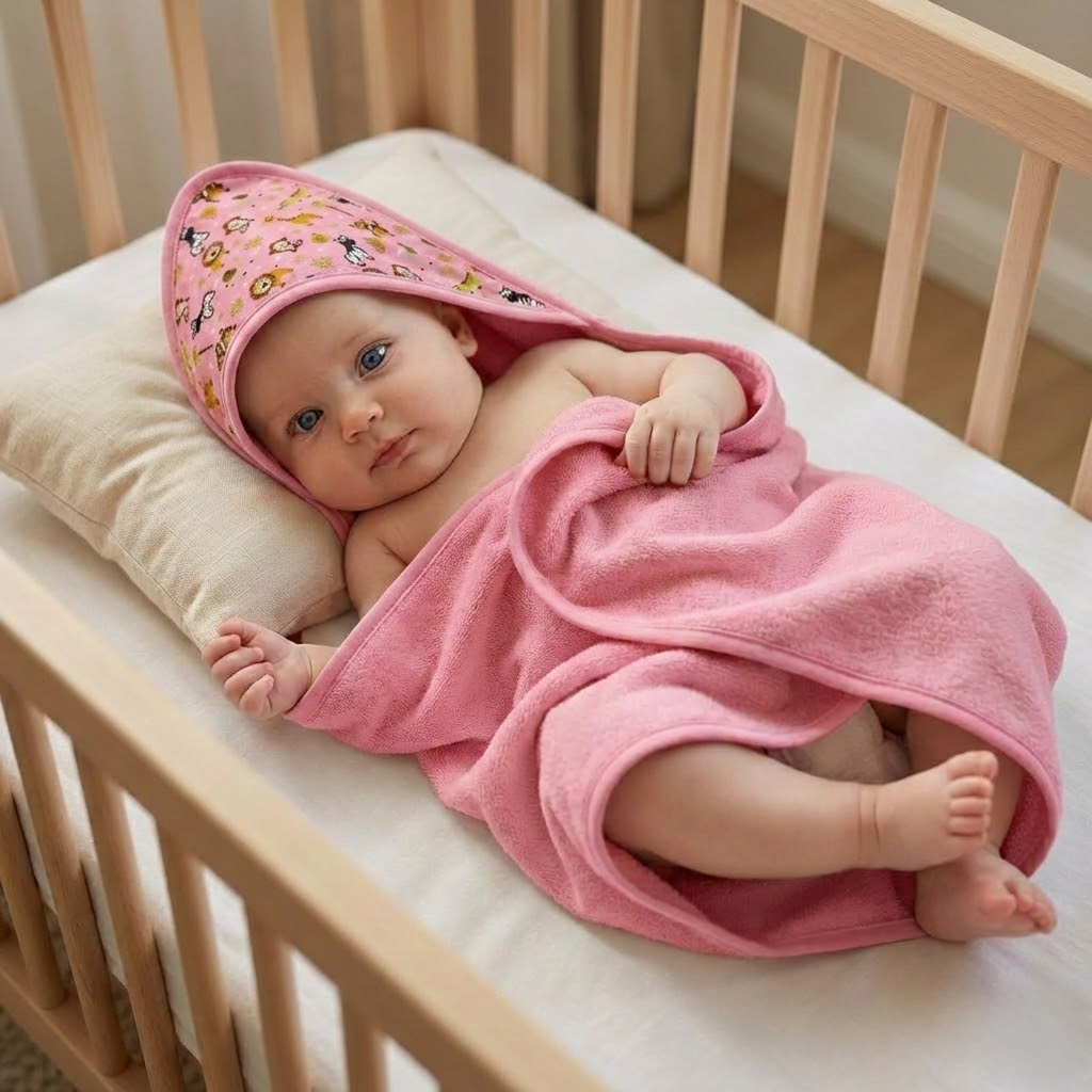 Toalha de Banho Bebê com Capuz Estampado 70x70 Roupão Infantil Atoalhado