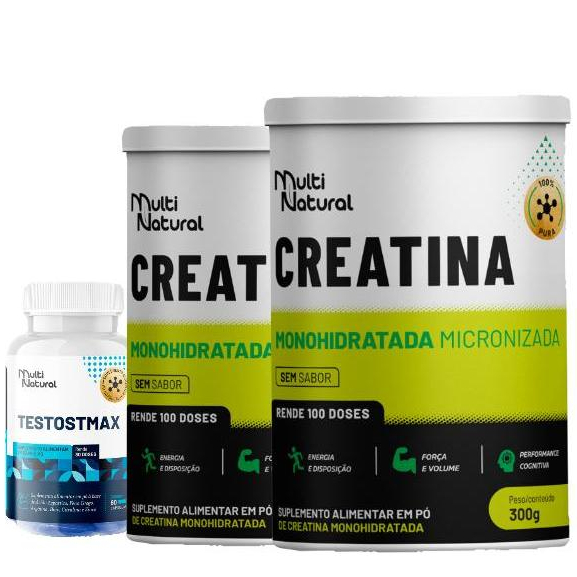 Creatina Creatine 100% Pura Monohidratada Micronizada 2Und Pote 300g 1und TESTO  - Multi Natural