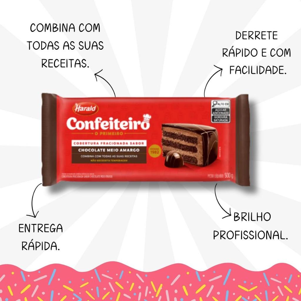 Kit Chocolate Confeiteiro Branco e Meio Amargo Harald 500G* — imagem 2 de 2