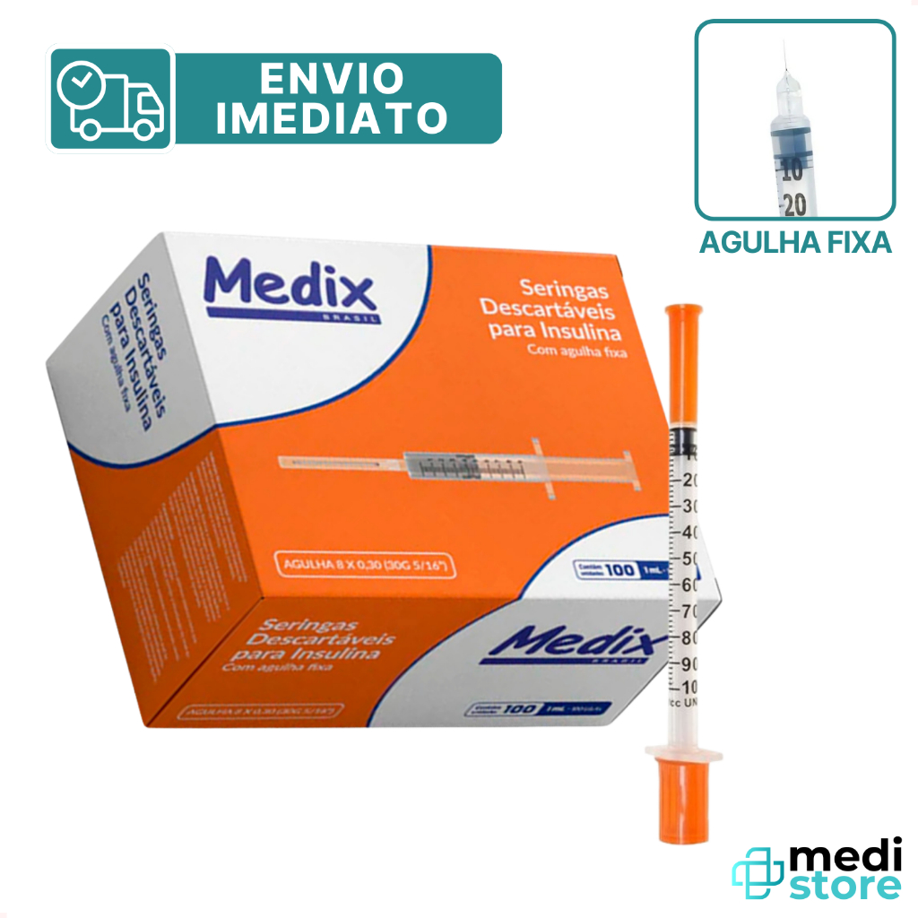 Seringa 1mL 12,7 X 0,33mm com Agulha Fixa Insulina Botox - Envio Imediato em Oferta na Shopee