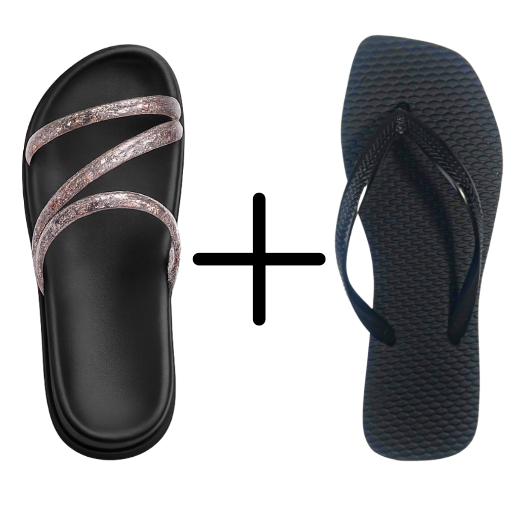 Papete + Chinelo Bico Quadrado Feminino Sandália Leve Macia e Confortável