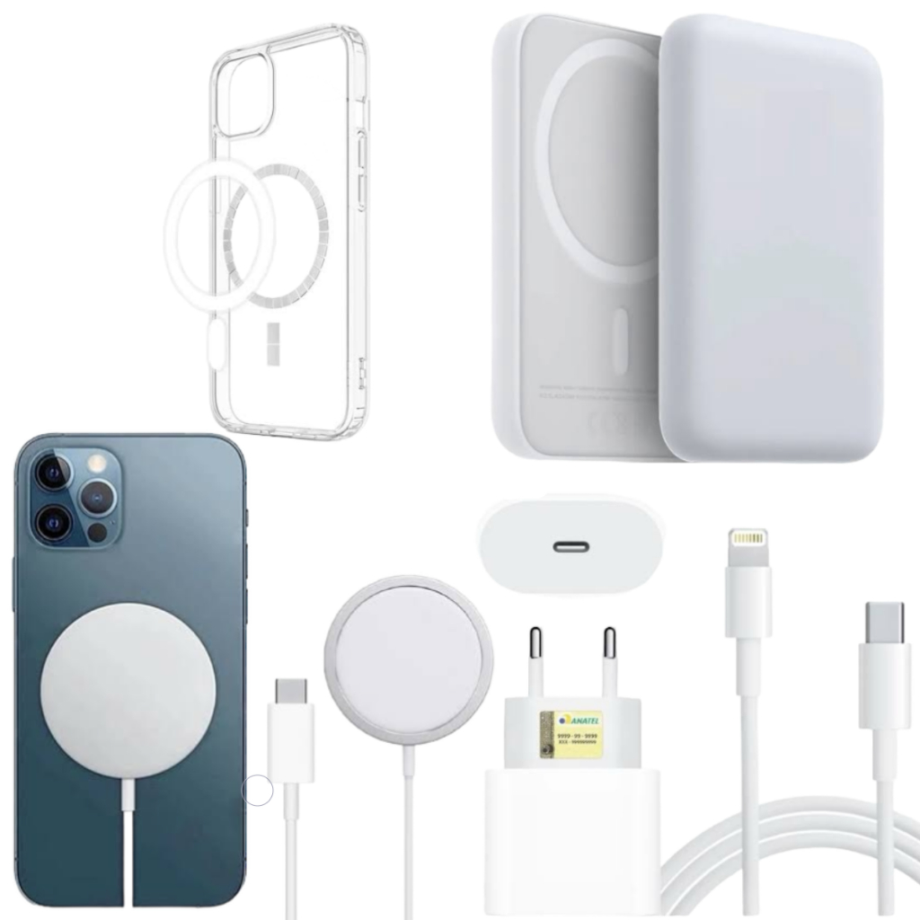 Kit Carregador Magnetico Capa+ Fonte+cabo+bateria Compativel Iphone 11,12,13,14,15,16 pro max envio rapido em Oferta na Shopee