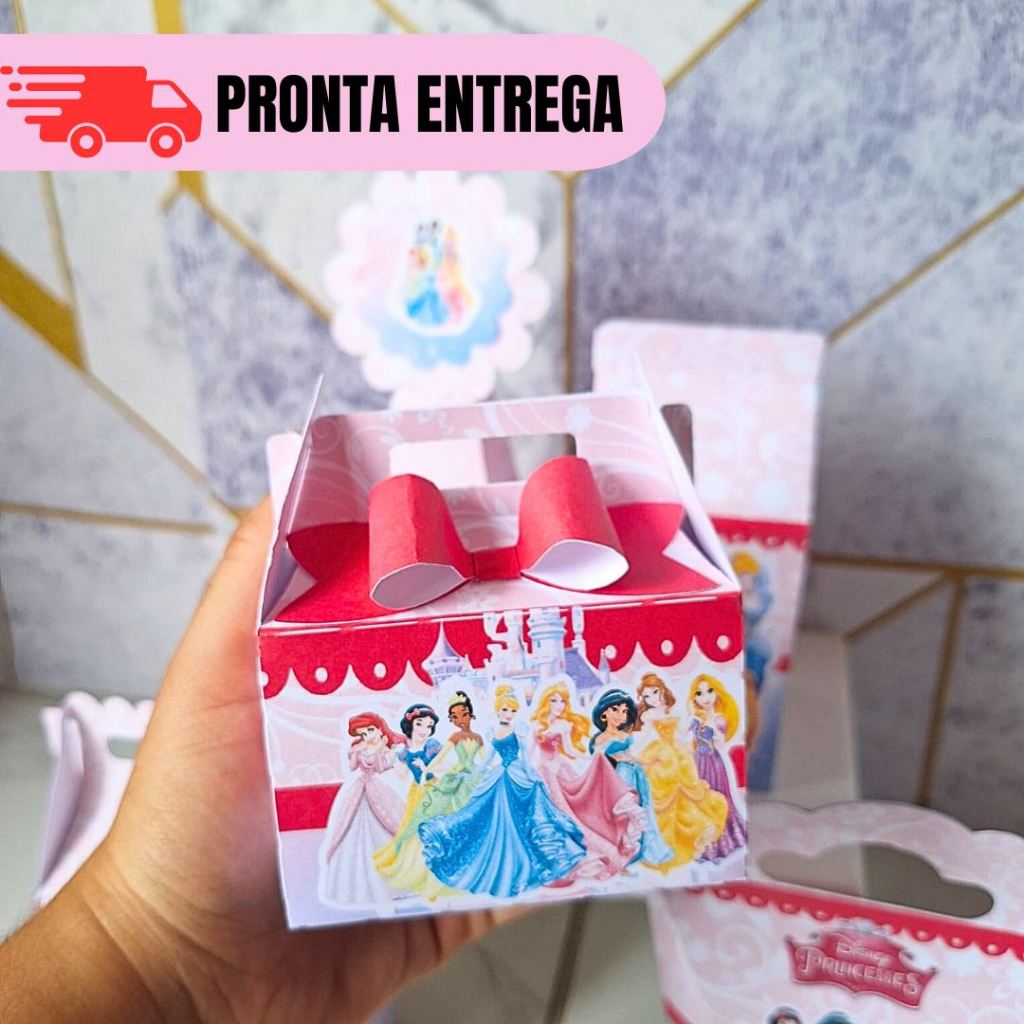 Kit Caixas Princesas Personalizados Lembrancinhas Mimo Festa Infantil Aniversário PEGUE E MONTE