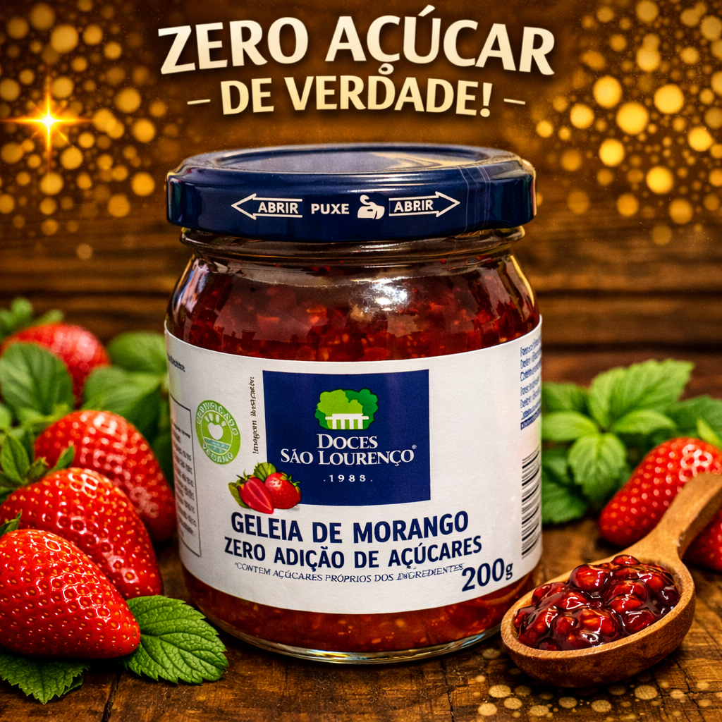 Geleia Artesanal Zero Açúcar 200g com Pedaços de Fruta – São Lourenço MG Sabor Natural