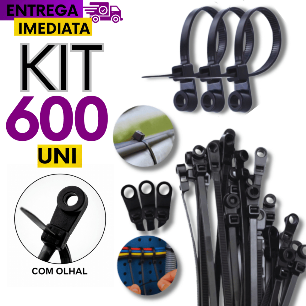 600/500/400/300 Enforca Gato com Olhal Para Fixação de Fios Tubos e Canos Obras e Casa Nylon