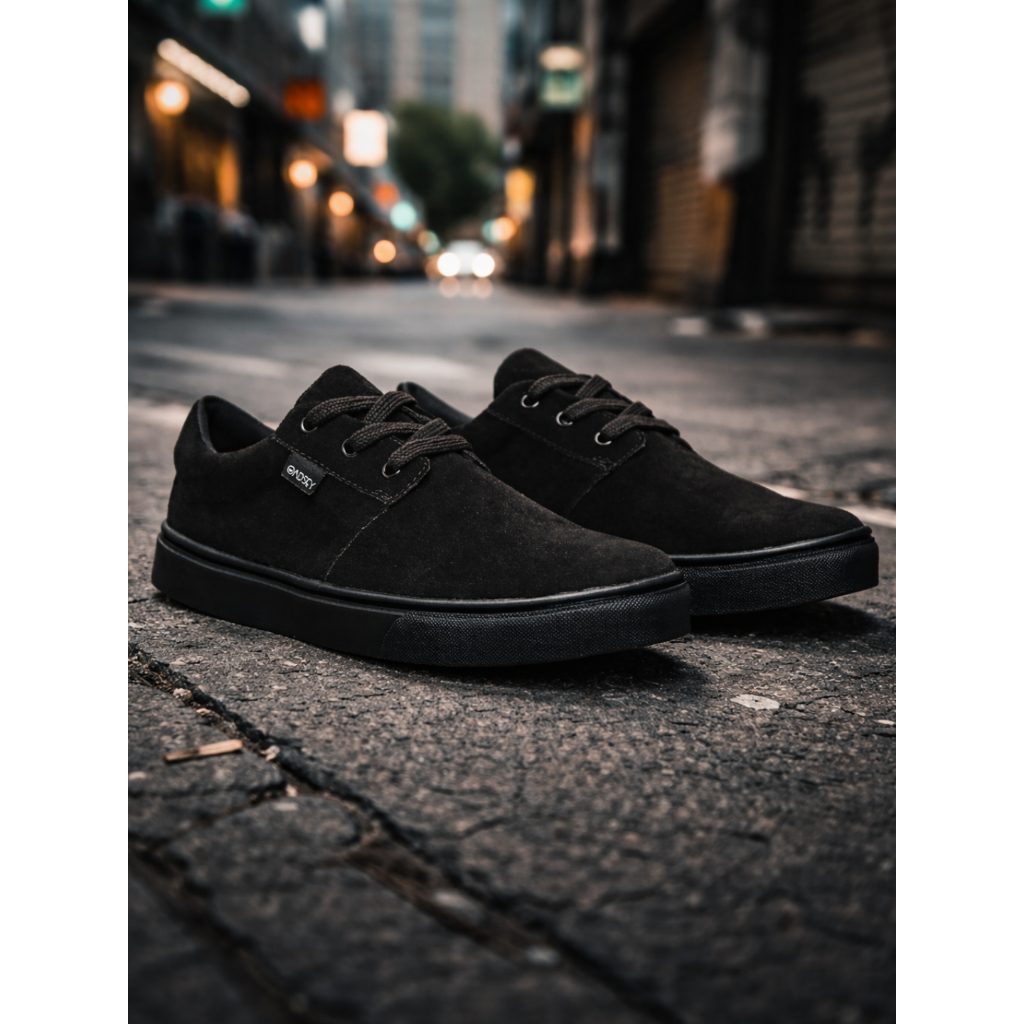 Tênis Skate Masculino Camurça Skatista Preto Confortável