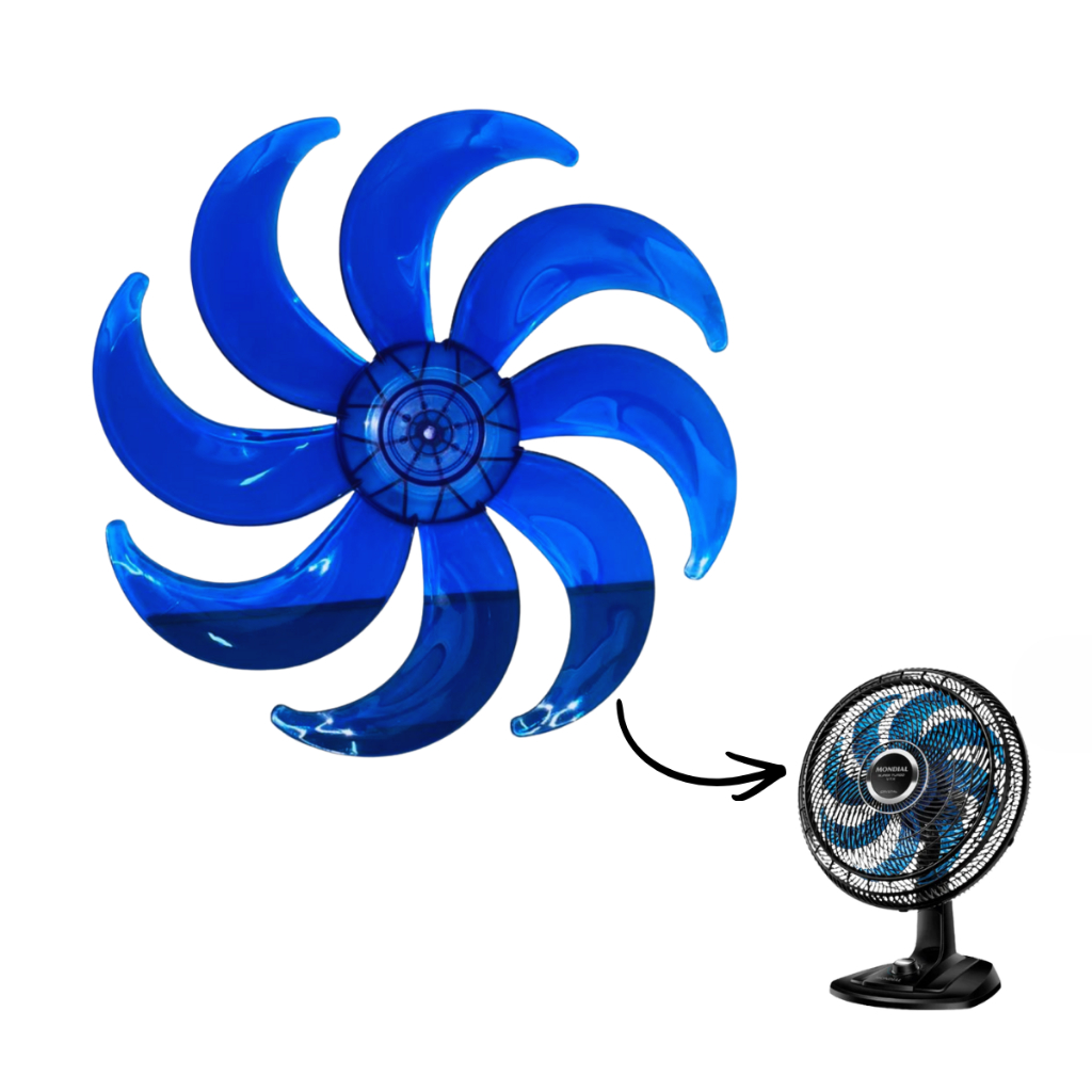 Hélice Para Ventilador Mondial Vtx-40 Crystal 40cm Azul 8 Pás Original Reposição