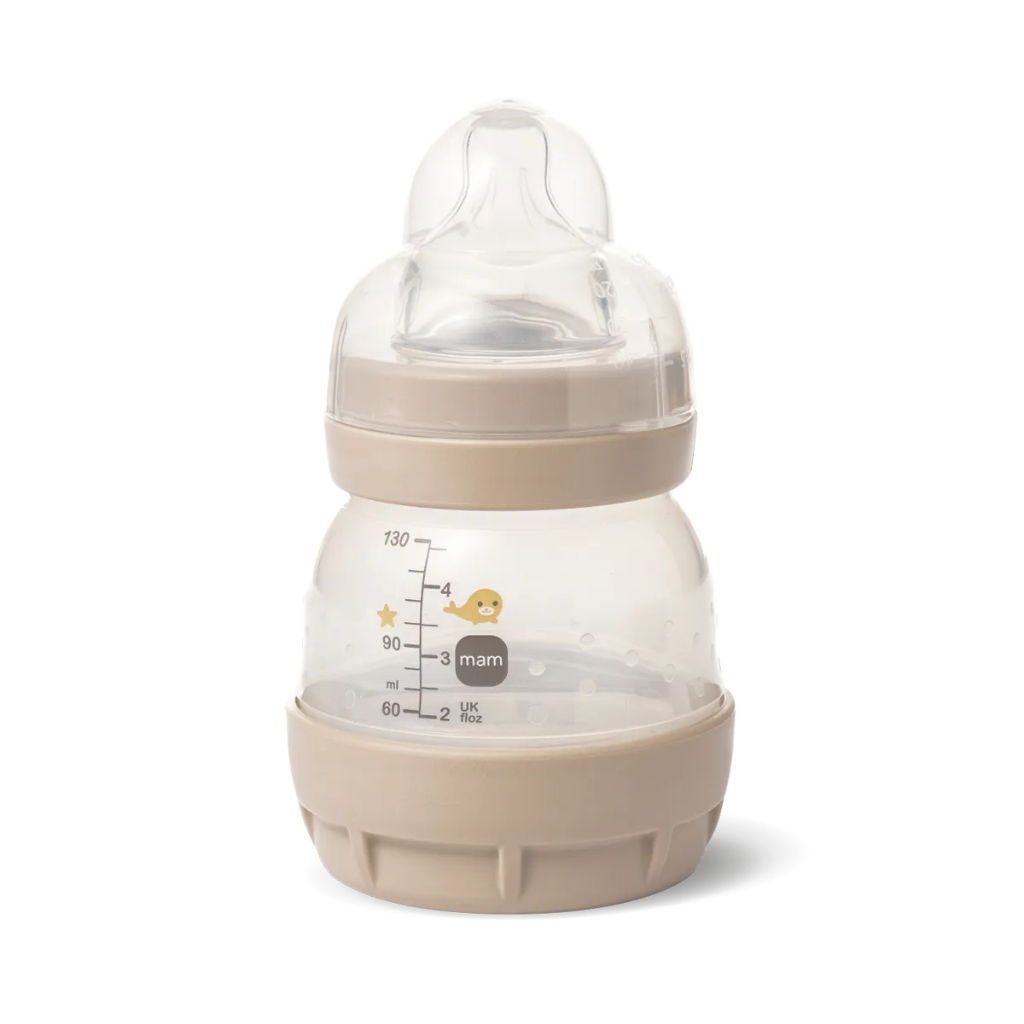 Mamadeira 130ml Easy Start Bege Bico 0 meses MAM Nova Coleção