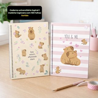 Caderno universitário Espiral 10 matéria Capivara com 160 Folhas - Sortido - 1 Caderno universitário Espiral 10 matéria