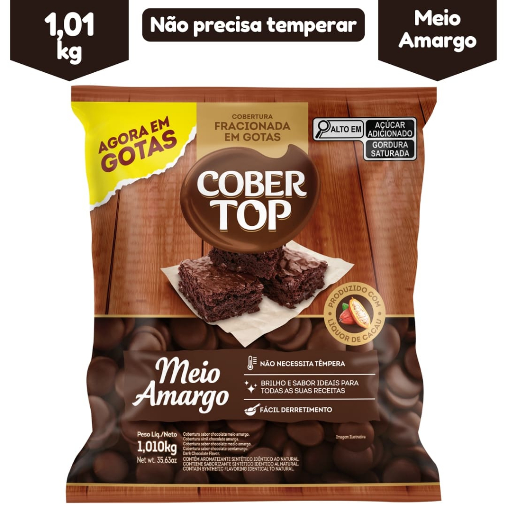 Cobertop Gotas Sabor Chocolate Meio Amargo 1kg Cobertura Profissional Sem Têmpera Fácil Derretimento em Oferta na Shopee