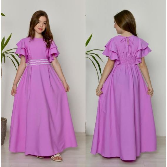 Vestido Manga Gode Infantil Juvenil Moda Evangelica Manga com Babado Tamanho 10 ao 16