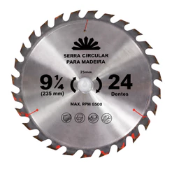 Lâmina Disco Serra Circular 235mm de Madeira 24 Dentes para Serras de Mesa e Portáteis 9 1/4″