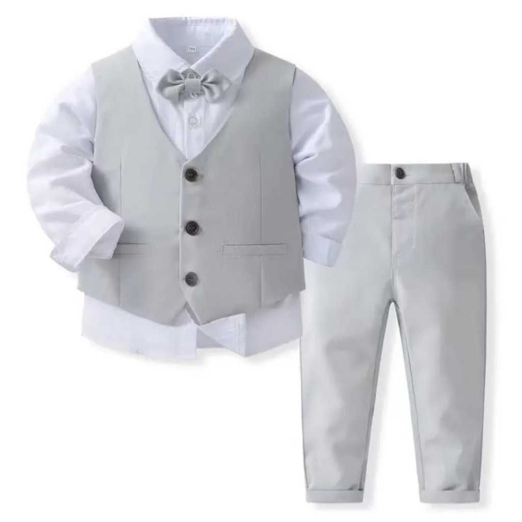 Conjunto social  em Gabardine para Meninos, Colete , Calça e gravata Borboleta luxo 1-12 Anos (Sem a camisa branca )