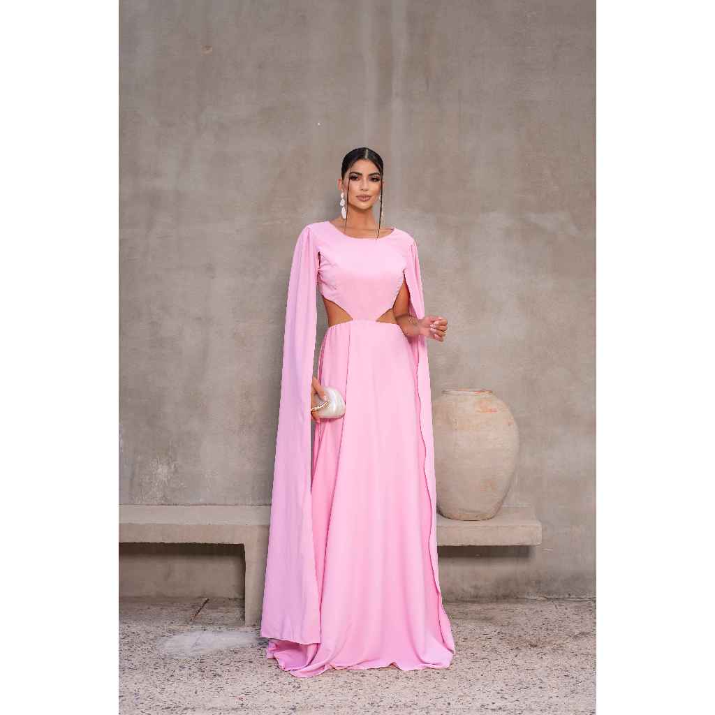 Vestido de Festa Longo Rochely Chic Elegante Luxo em Chiffon Leve para Madrinhas em Oferta na Shopee