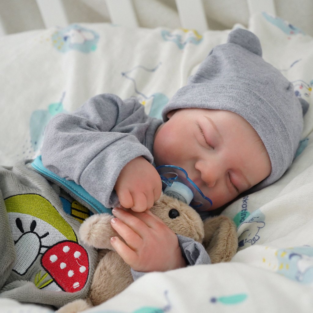 Bebê Reborn Menino 48cm Boneca 100% Silicone Olho Fechado