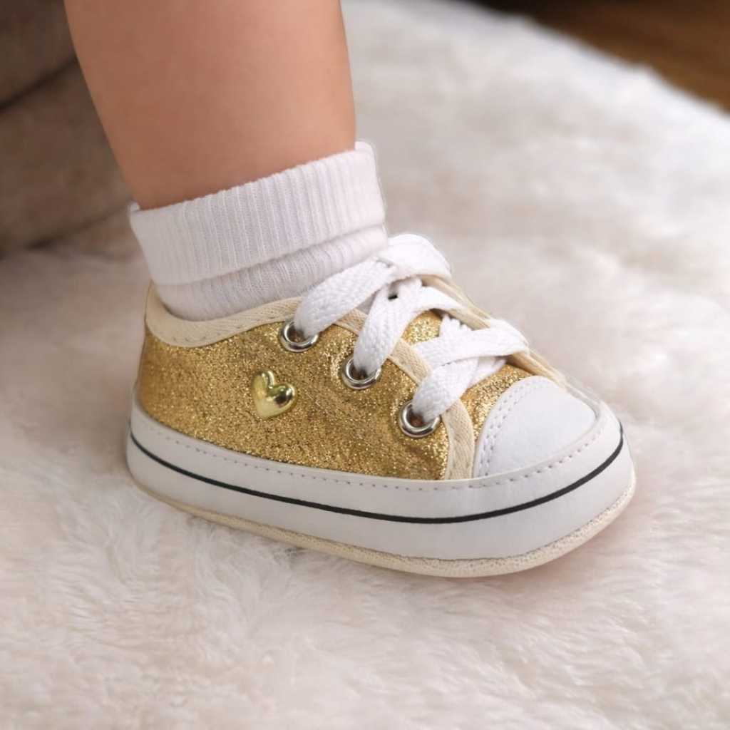 Tênis Starzinho Glitter Sapatinho Para Bebê Menina Coração Recém Nascido em Oferta na Shopee