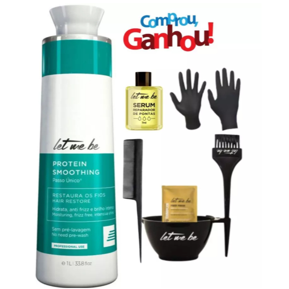Let Me Be - Passo Único 1 Litro + Oléo + Cumbuca + Pincel + Pente + Sachê + Luva em Oferta na Shopee