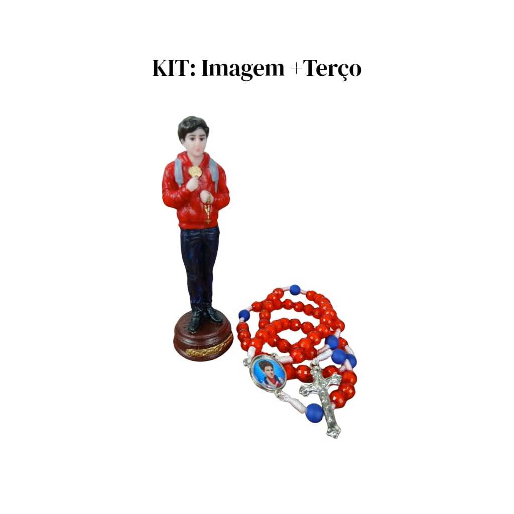 Kit Imagem Religiosa + Terço Católico Devoção Oração Presente Fé Proteção Espiritual Altar Casa Decorativo
