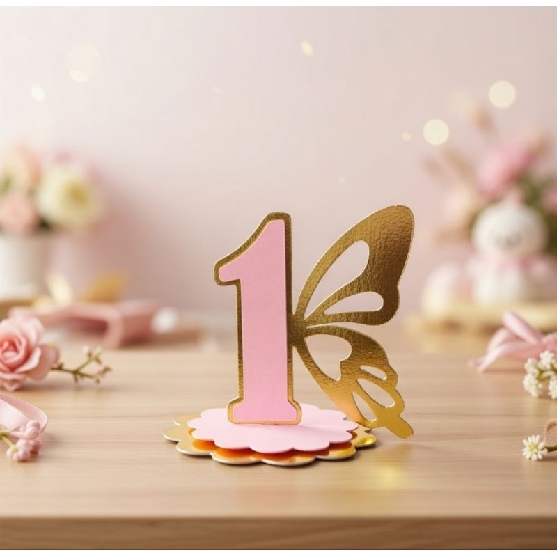 Aplique Jardim das Borboletas 3D Personalizado 5cm – Número para Festa Infantil e Topo de Bolo