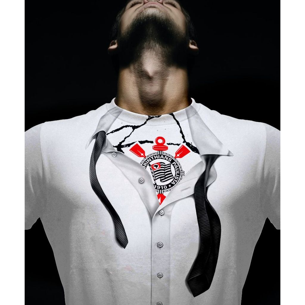 Camiseta Poliéster Corinthians  Camisa do Timão Blusa Vai Curintia Time de Futebol