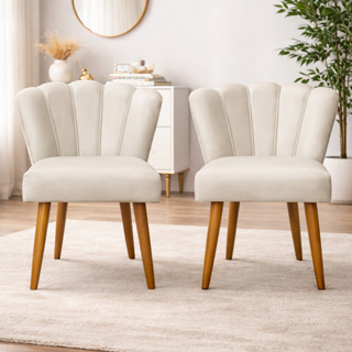 Kit 02 Cadeira Poltrona Decorativa Pétalas De Flor Sala De Estar Recepção Decoração Veludo Pés Palito em Oferta na Shopee