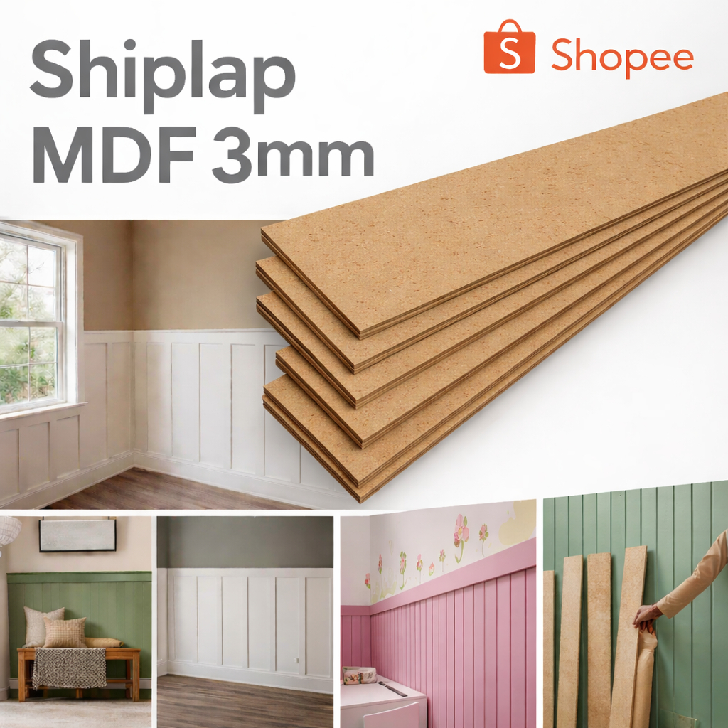 Kit Ripa Grande quantidade para Lambri Shiplap MDF Cru 3mm Cabeceira Cozinha Sala Parede Prateleira Ripado Boiserie