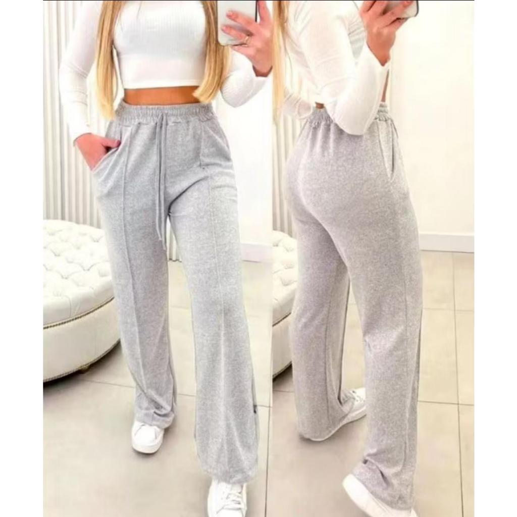 calça Pantalona Feminina Lanzinha Cintura Alta P ao GG Outono/Inverno em Oferta na Shopee