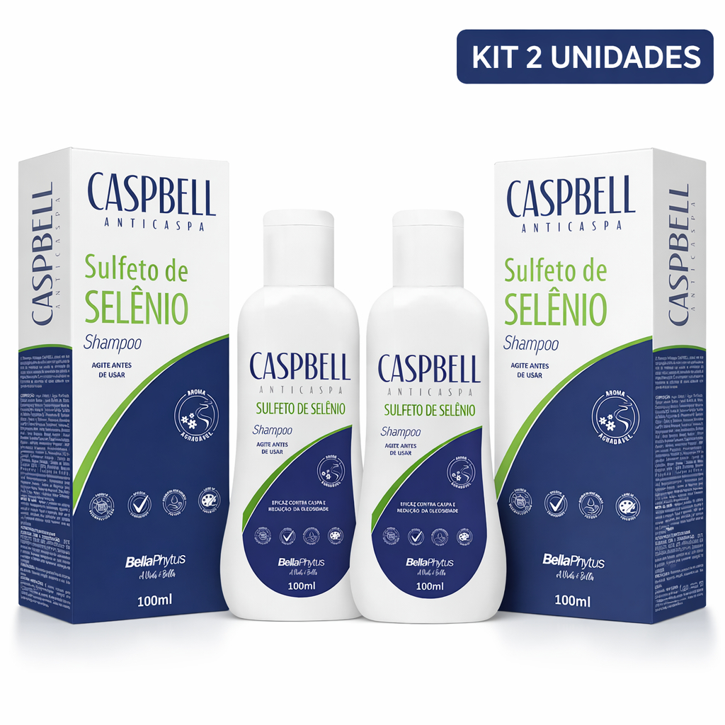 Shampoo Anti Caspa Kit 2 unidades Sulfeto de Selênio 100ml Caspbell - BellaPhytus