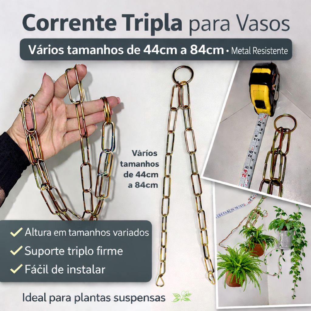 Kit 12 Correntes Vasos Xaxim para Pendurar Jardim e Plantas em Oferta na Shopee