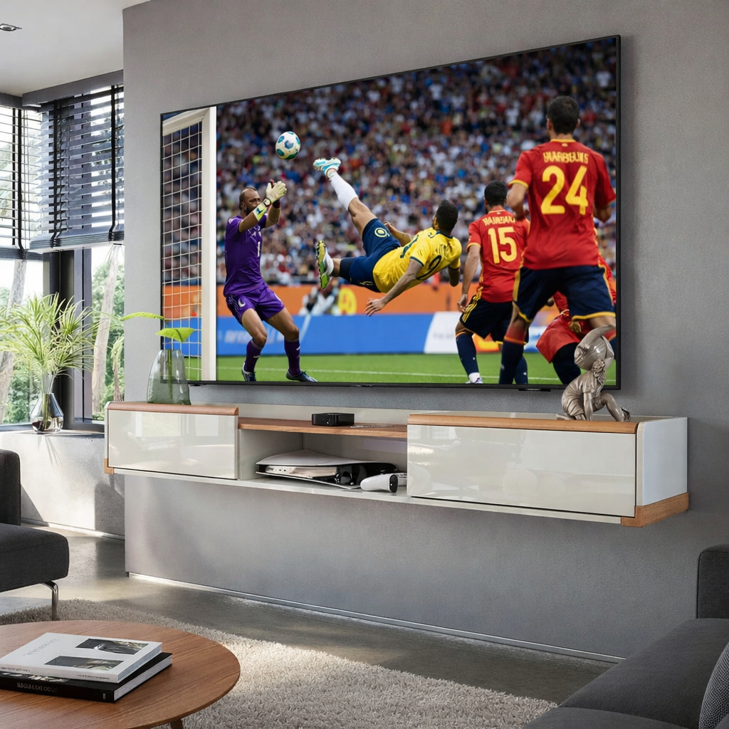 Rack Copa do Mundo 2026 Para TV 70" Suspenso Atlas Movelove 1.83m MDF Off White New 2 Portas