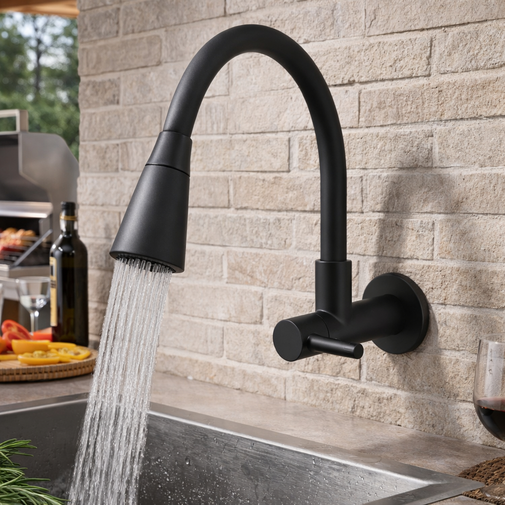 Torneira Gourmet Parede Preta 360° Cozinha Flexível em Oferta na Shopee