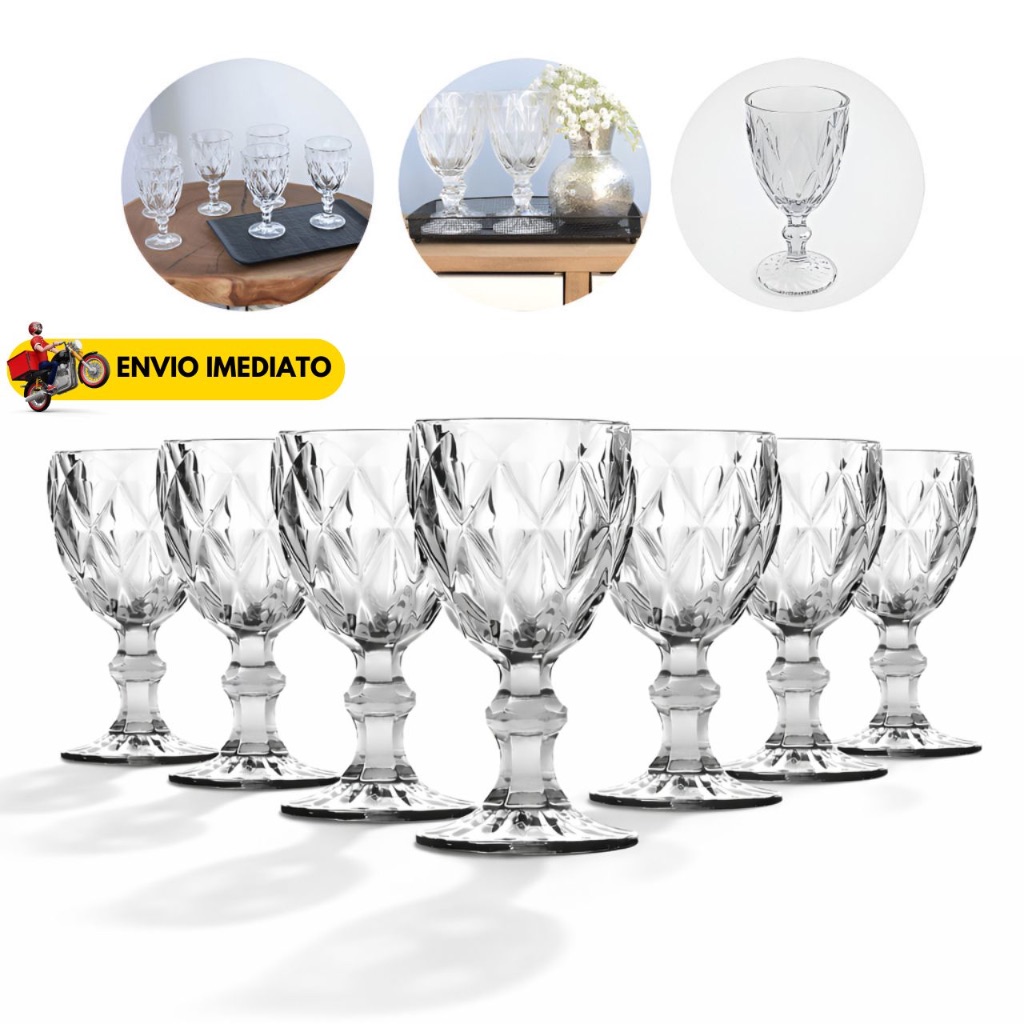 Jogo de Taças 330ml Copo Diamante Copo Vidro Transparente Bico De Jaca Kit Diamond em Oferta na Shopee