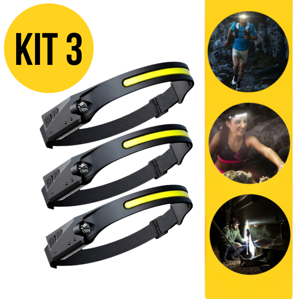 Kit 3 Lanternas de Cabeça Rerregável 3 Led -  Corpo Motion Camping Torch Light Lamp Com Usb em Oferta na Shopee