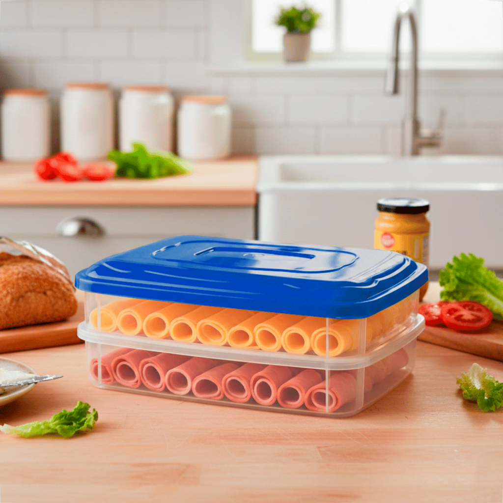 Kit Premium Potes Porta Frios Alimento Com Tampa Empilhavel Plástico Para Geladeira e Freezer