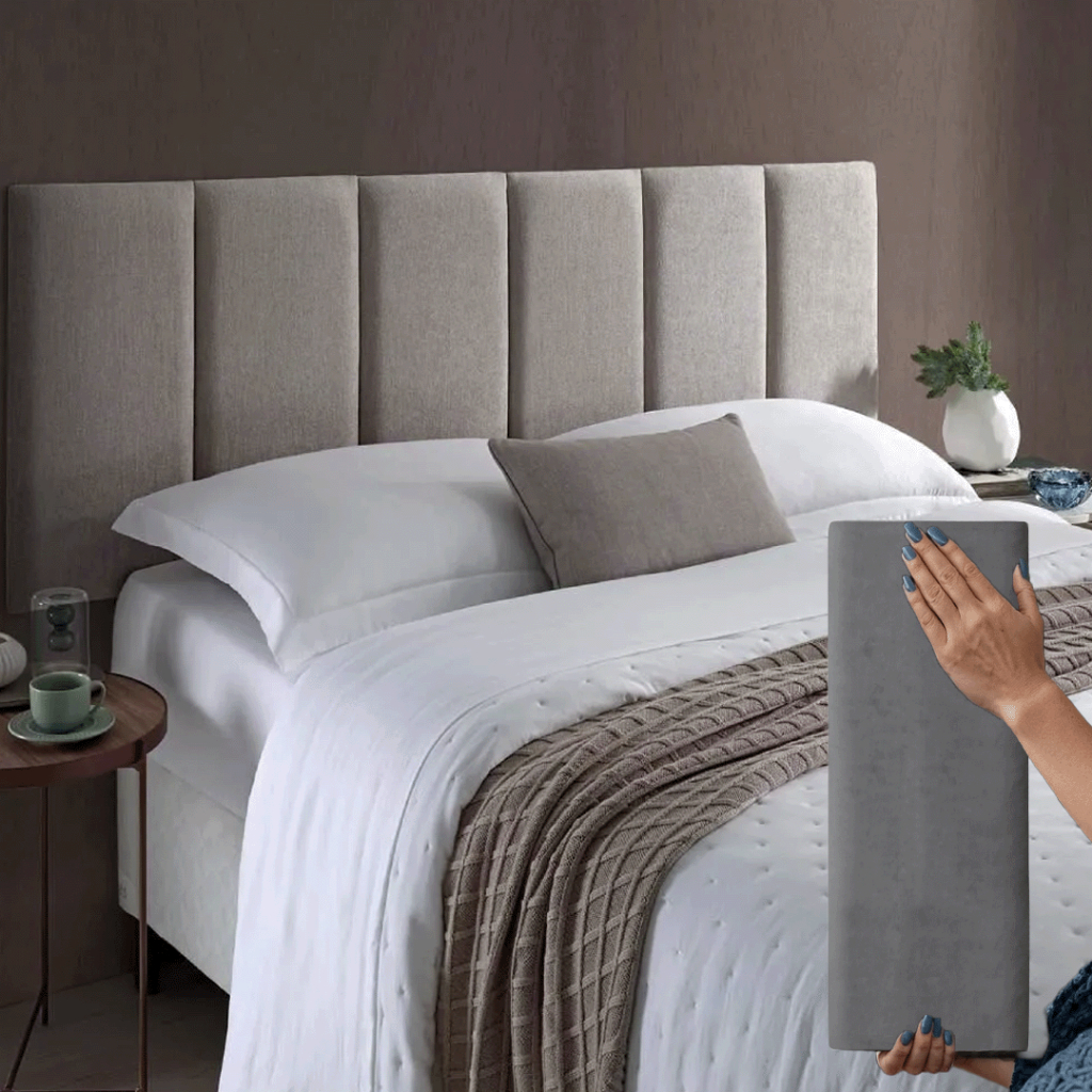 Cabeceira Estofada Modular Suede Kit Até 15 Placas 45x20cm Luxo Conforto Quarto Solteiro Casal Queen King