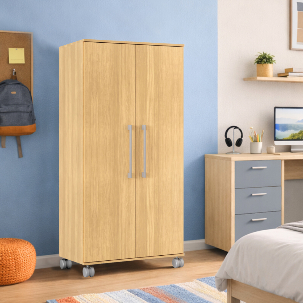 Armario Multiuso 2 Portas 3 Prateleiras Michele 1,17m com rodinhas em Oferta na Shopee