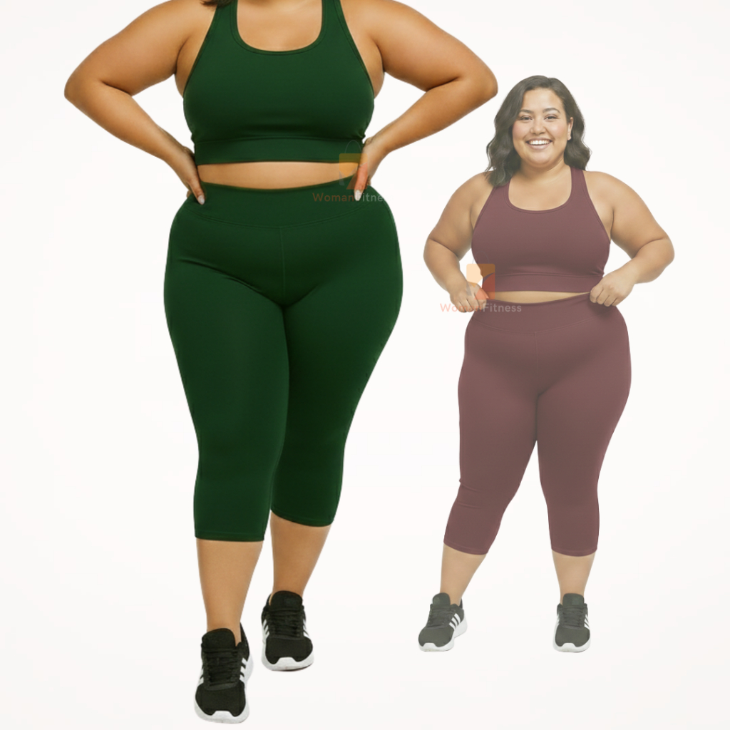 CONJUNTO CAPRI + TOP PLUS SIZE LEGGING DE ACADEMIA FEMININO CONFORTÁVEL PARA O DIA A DIA CONJUNTO FIT LEG LEGGING