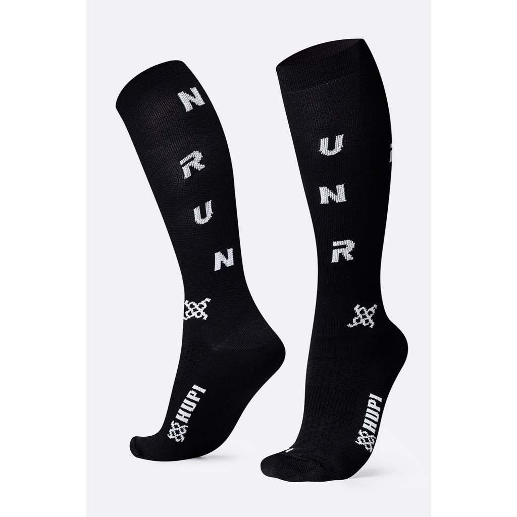 Meia HUPI Cano Longo 30cm Sprint Preto, Tamanho 36-42 Ideal para Corrida e Cicli