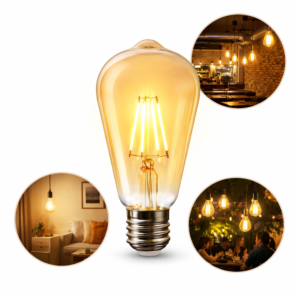 Lampada LED Filamento Vintage Flite ST64, 4W, E27, 2200K, Luz Quente, FLT-ST64-4W-V2