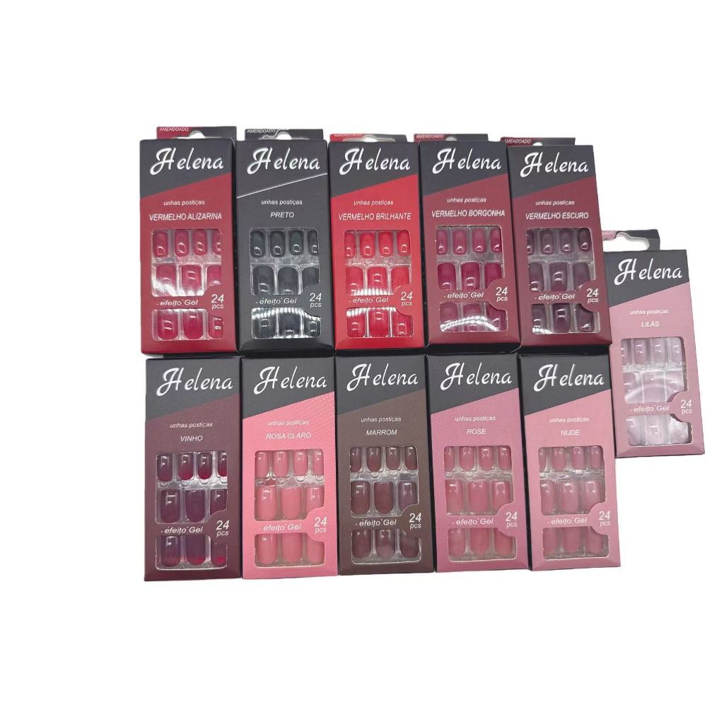 Unhas Postiças Autocolante Formato Amendoado HELENA em Oferta na Shopee