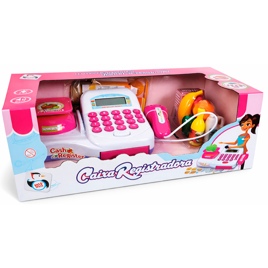 Caixa Registradora Infantil com Scanner e Acessórios Brinquedo Mercado Faz de Conta Menina Presente em Oferta na Shopee