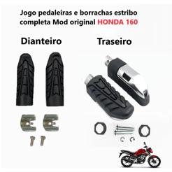 Jogo Pedaleira Traseira Borracha Estribo dianteira Completo Chapa Fixação Pezinho Apoio Passageiro