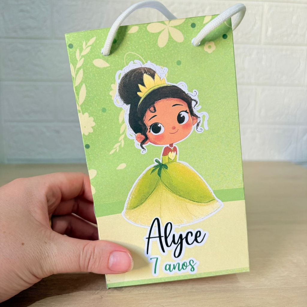 Sacolinha Surpresa Personalizada P Princesa Tiana  Lembrancinha de Festa PEGUE E MONTE
