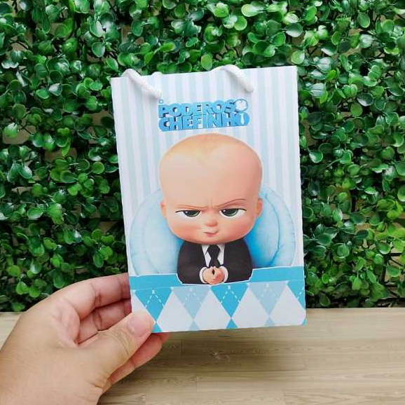Sacolinha Surpresa Personalizada Lembrancinha O Poderoso Chefinho Azul Pegue e Monte Tamanho P