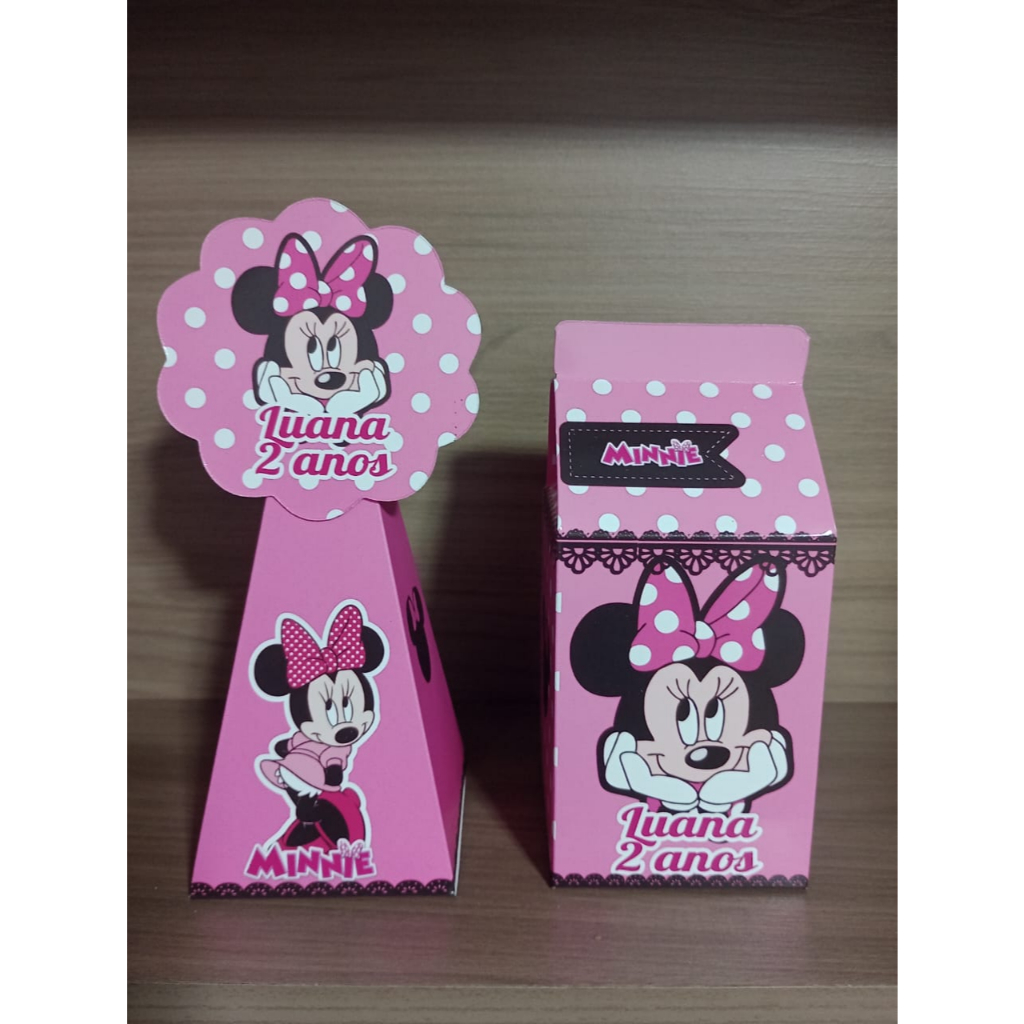 **ENVIO RÁPIDO** Kit caixinhas personalizadas Minnie Rosa / Lembrancinha festa infantil personalizado / PEGUE E MONTE