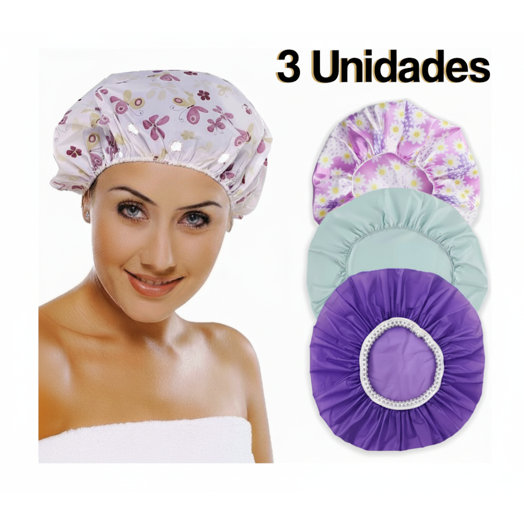 Toucas Para Banho Com Elástico Impermeável Hidratação Tintura Várias Estampas | Frete Grátis