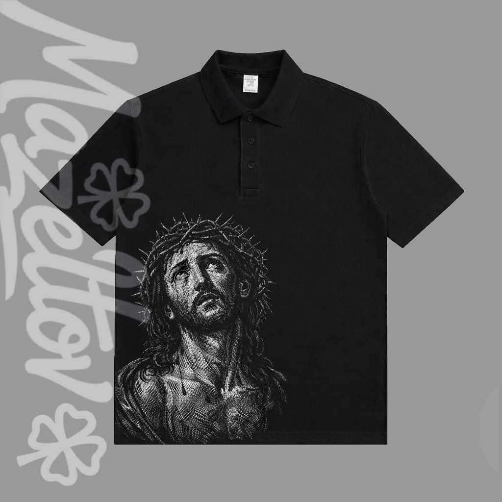 Camisa Polo Masculina Estampa Religiosa Jesus 100% Algodão