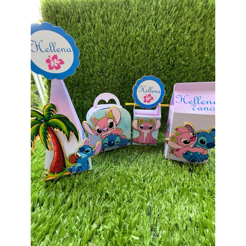 KIT PEGUE E MONTE. Caixinhas personalizadas Lilo Stitch Angel.Lembrancinhas.Festa infantil.Mimo.Aniversário.Mascote.Doce
